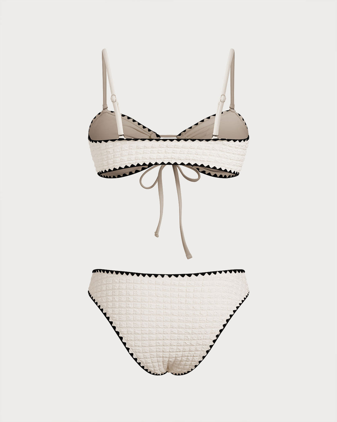 Clara & Sophia | Bandeau Bikini Set for Women in White with Contrasting Details