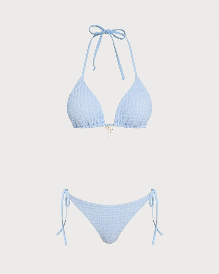 Clara & Sophia | Halter Triangle Bikini Set for Women in Blue
