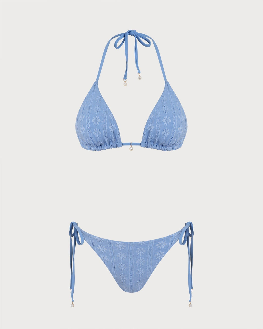 Clara & Sophia | Reversible Halter Triangle Bikini Set for Women in Blue