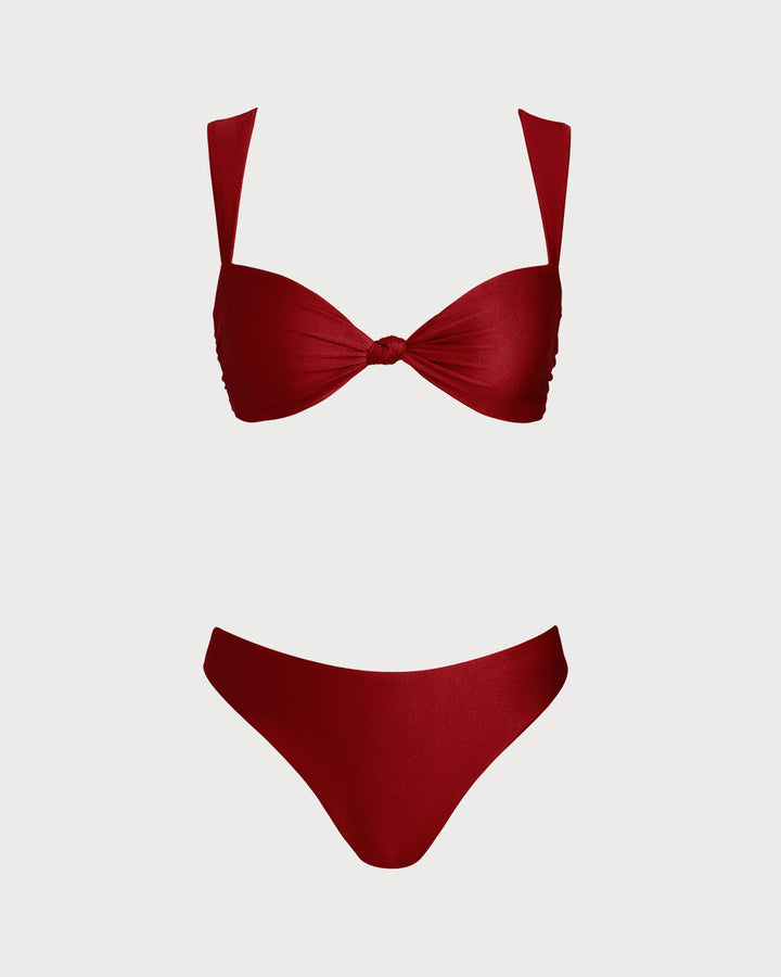 Clara & Sophia | Triangle Low Waisted Bikini Set, Red