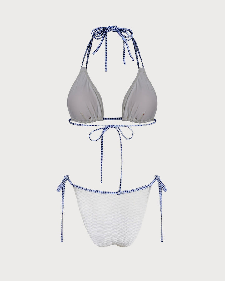 Clara & Sophia | Halter Triangle Bikini Set, White