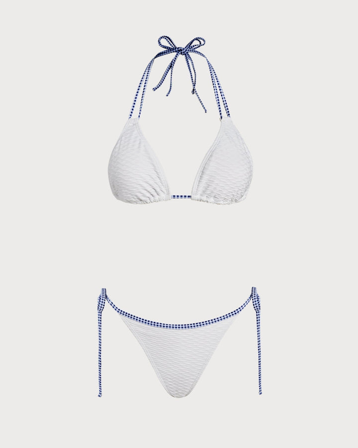 Clara & Sophia | Halter Triangle Bikini Set, White