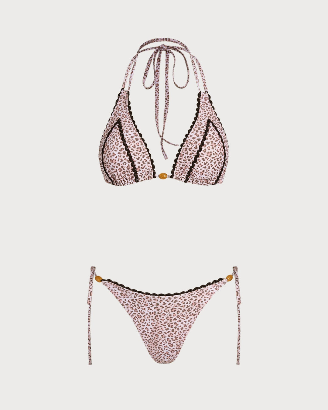 Clara & Sophia | Halter Bikini Set, Women's, Polyester, Regular Fit, Leopard Print