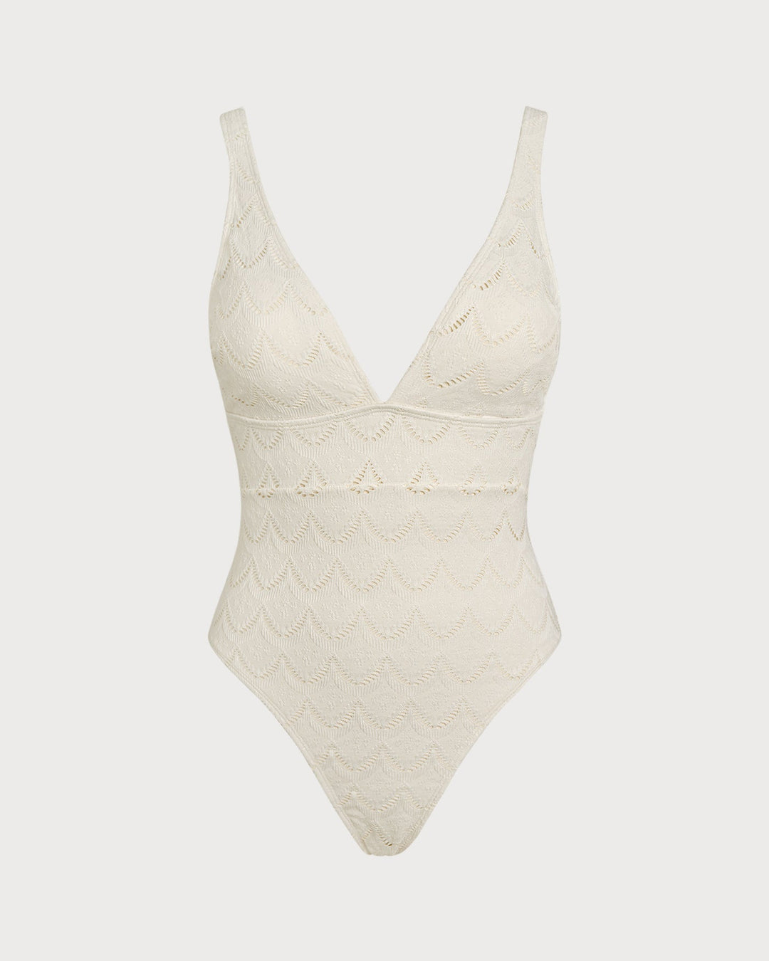 Clara & Sophia | Textured One Piece Swimwear for Women in Off White