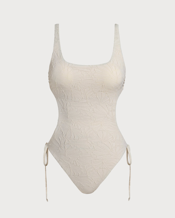 Clara & Sophia | Textured Bralette One Piece Swimwear for Women in Off White