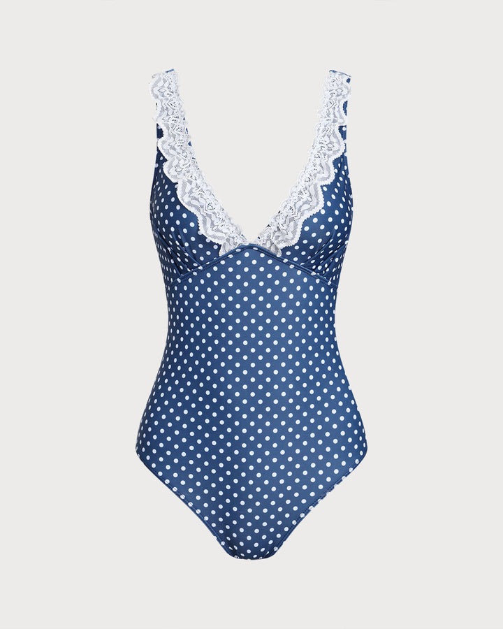 Clara & Sophia | One Piece Swimwear for Women in Blue Polka Dot