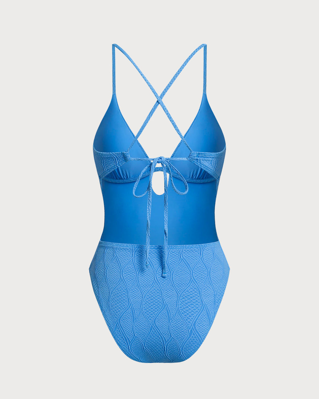 Clara & Sophia | Textured Blue Bralette One Piece Swimsuit