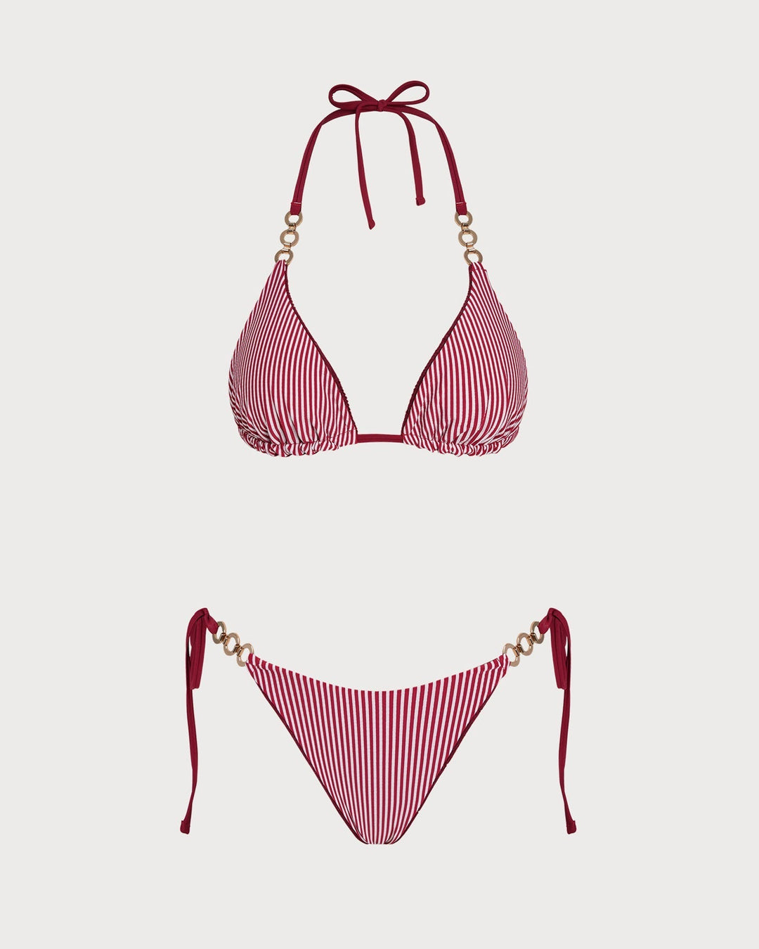 Clara & Sophia | Reversible Halter Bikini Set in Brick Red