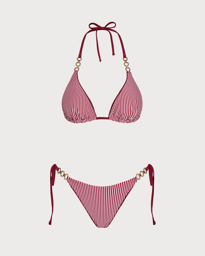 Clara & Sophia | Reversible Halter Bikini Set in Brick Red