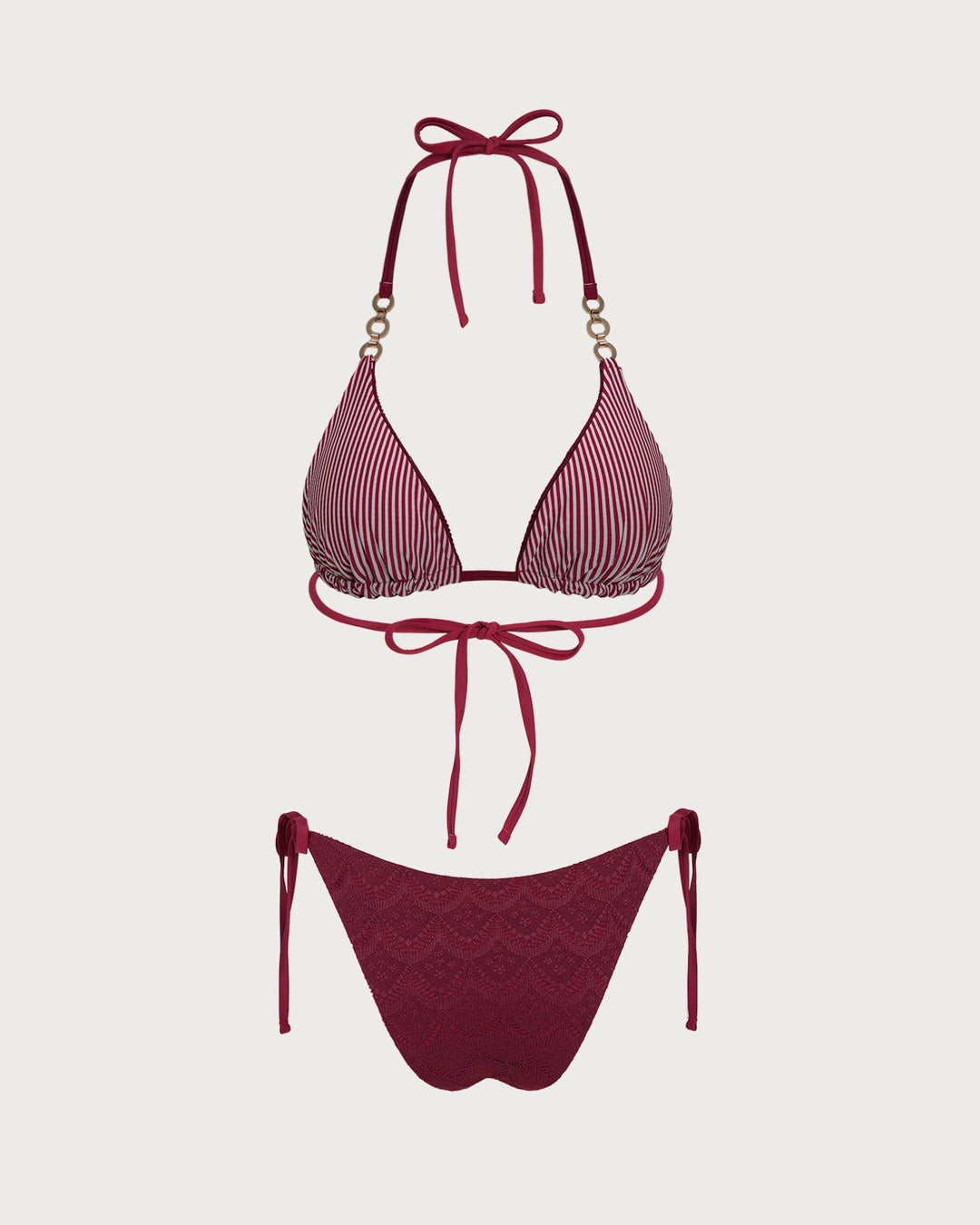 Clara & Sophia | Reversible Halter Bikini Set in Brick Red