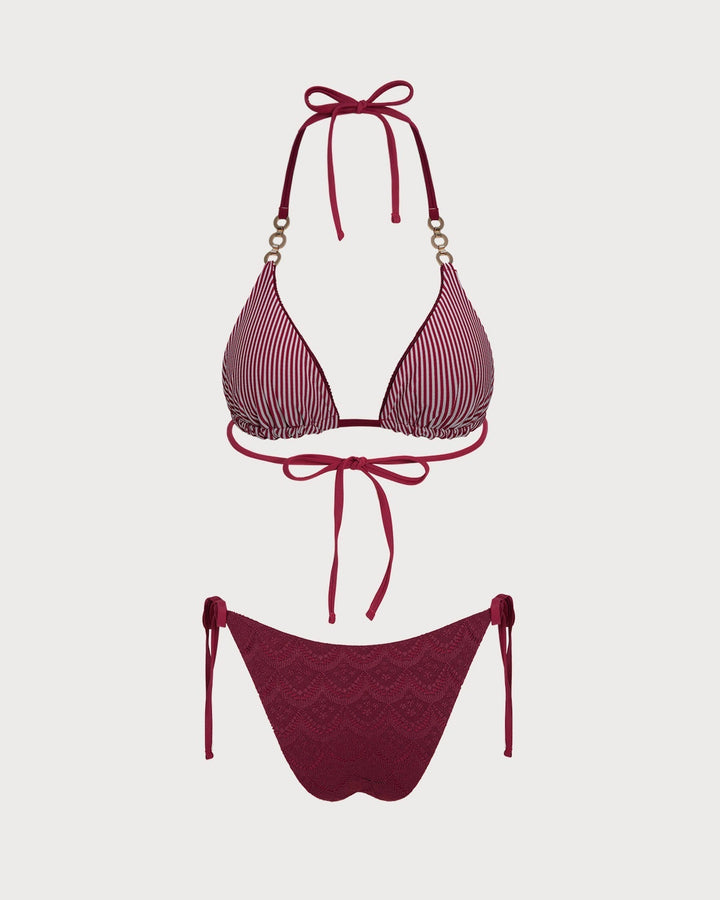 Clara & Sophia | Reversible Halter Bikini Set in Brick Red