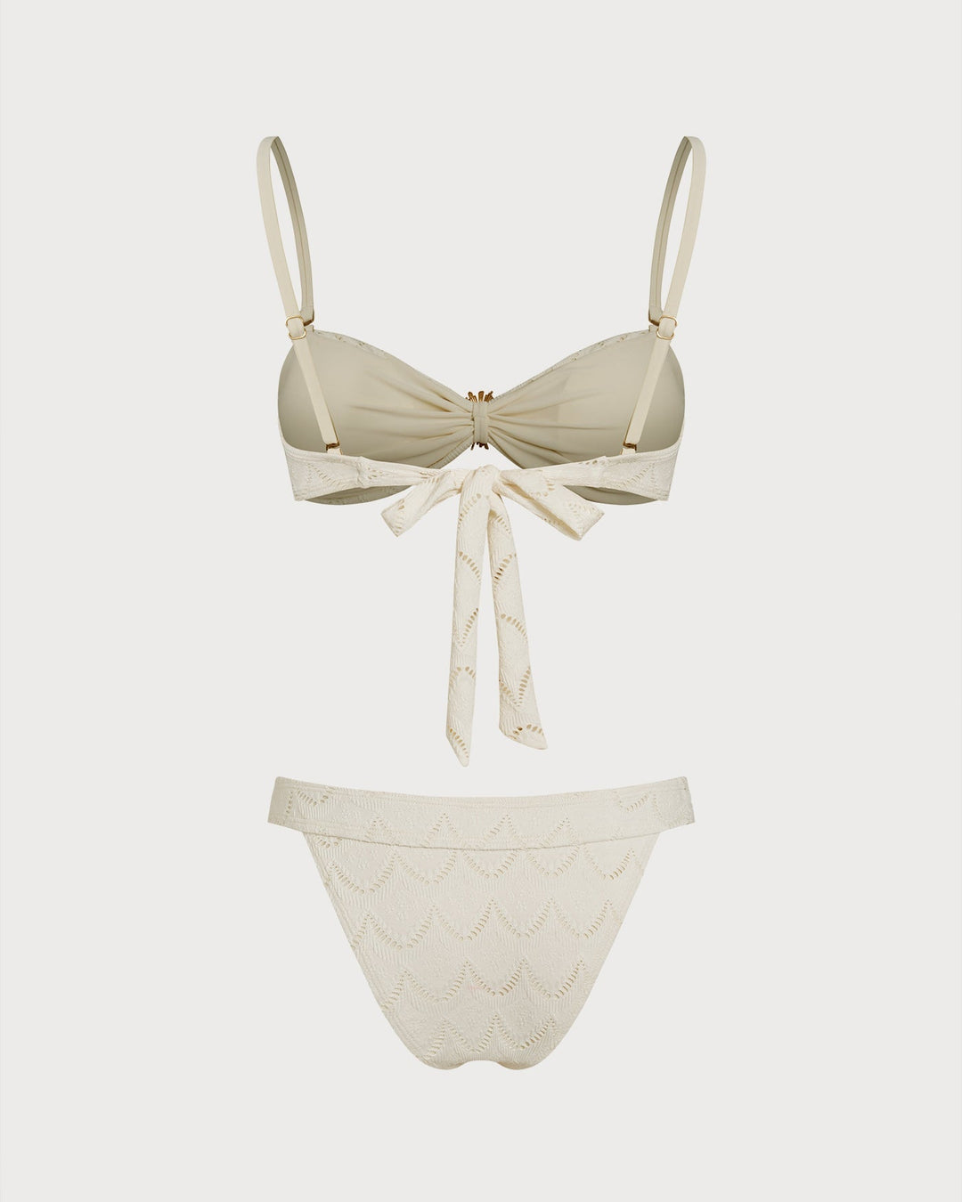 Clara & Sophia | Drawstring Bandeau Bikini Set for Women in Off White