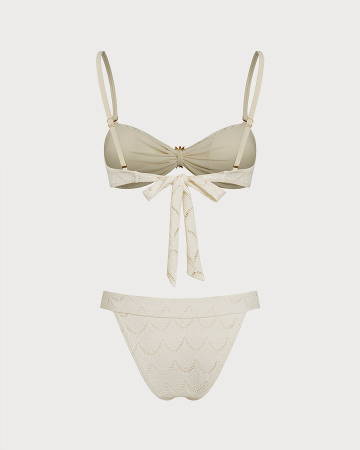 Clara & Sophia | Drawstring Bandeau Bikini Set for Women in Off White