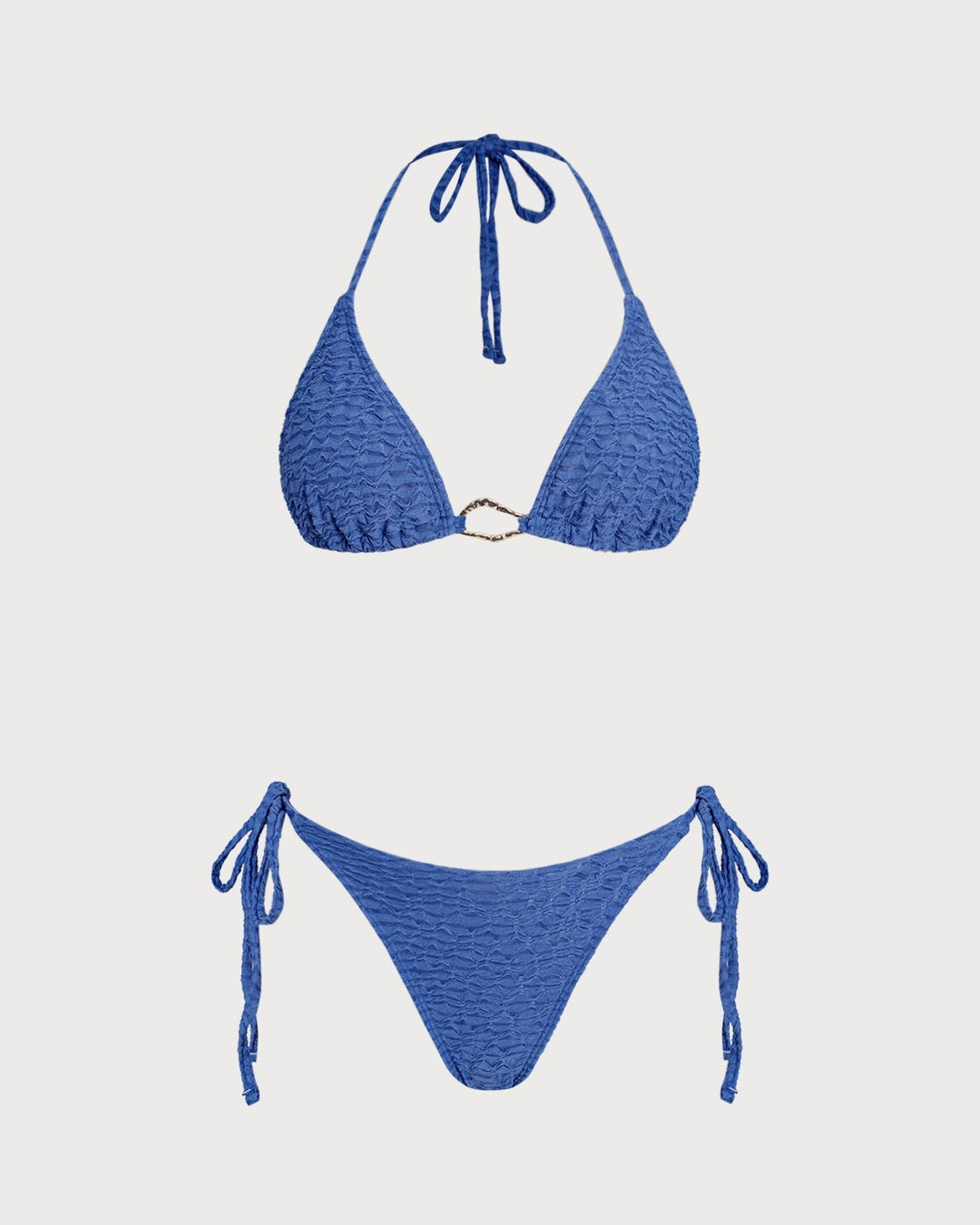 Clara & Sophia | Halter Triangle Bikini Set, Women's, Blue, Swimwear