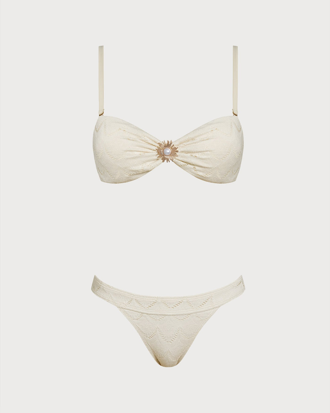 Clara & Sophia | Drawstring Bandeau Bikini Set for Women in Off White