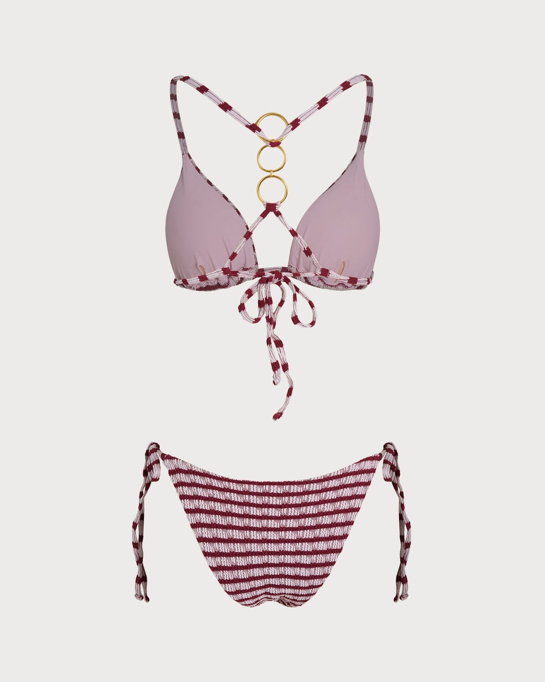 Clara & Sophia | Striped Triangle Bikini Set for Women in Red