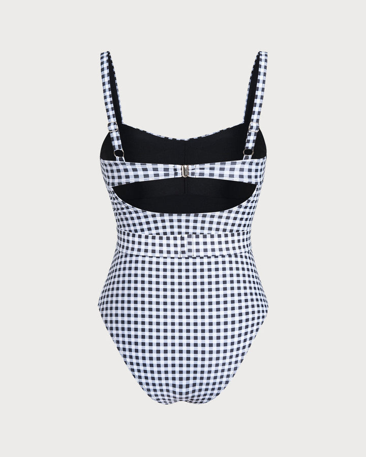 Clara & Sophia | Black Plaid One Piece Swimsuit