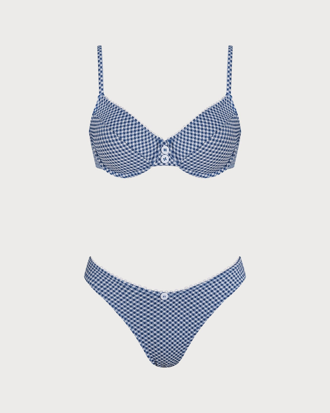 Clara & Sophia | Underwire Bikini Set for Women in Blue Plaid