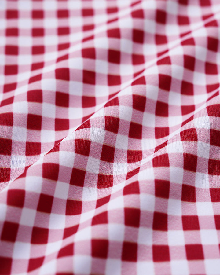 Clara & Sophia | Plaid One Piece Swimwear for Women in Wine Red